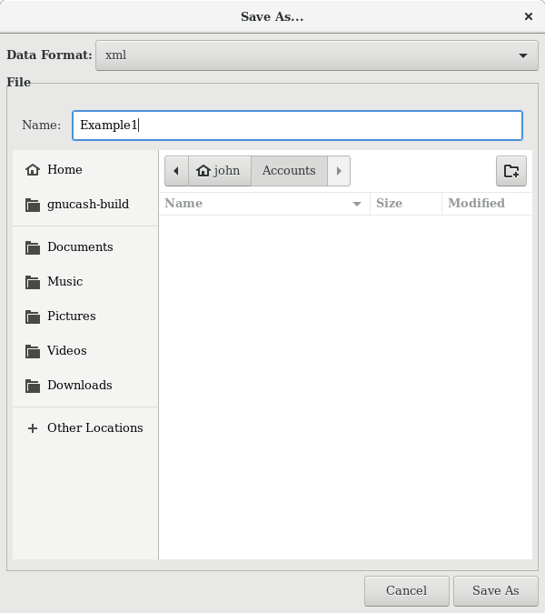 Save screen when xml or sqlite3 is selected.