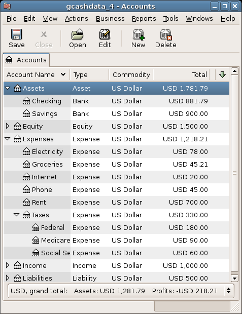 Chart Of Accounts After Setting All The Various Transactions