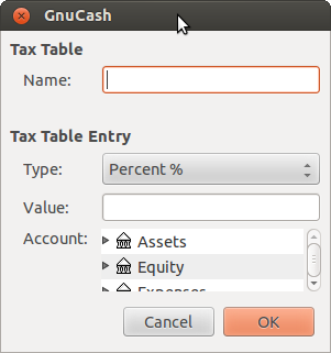 New Sales Tax Table Entry